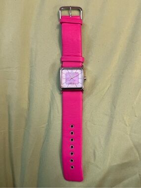 Ecclissi Square Mother of  Pink Leather Strap Watch - New Battery
